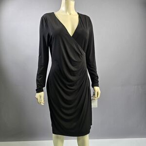 Calvin Klein Black Asymmetrical Draped Cocktail Dress R14